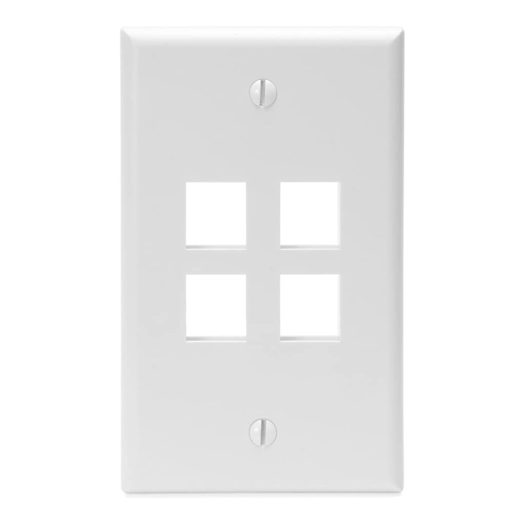 4 Port Wall Plate RJ-45 White